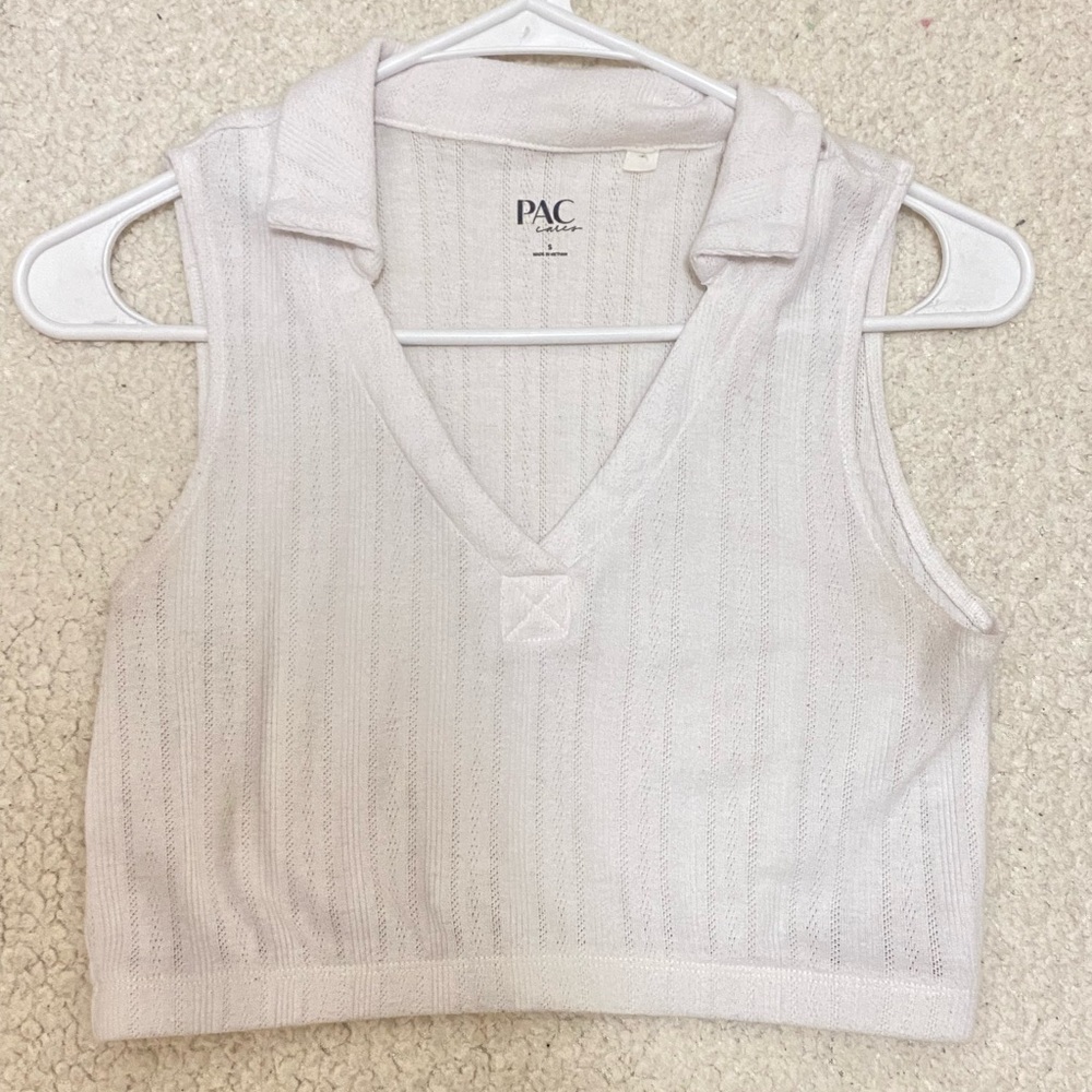 White pacsun collared crop top
